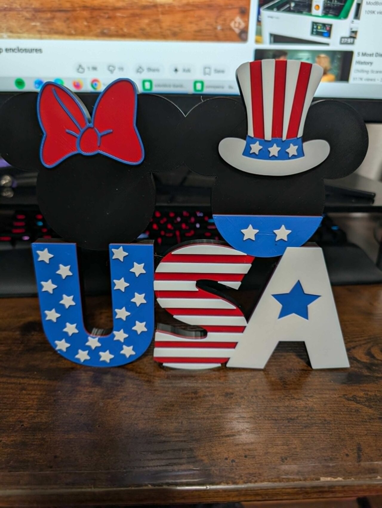 Patriotic USA Mickey and Minnie Sign by Grimm Forge Studios